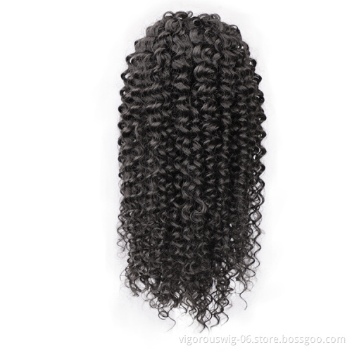 Vigorous High Quality Wholesale Long Ombre Burgundy Kinky Curly Machine Made Updo Drawstring Synthetic Ponytail Hair Extension
